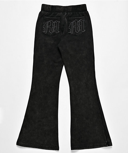 Miss Me Washed Black Flare Sweatpants