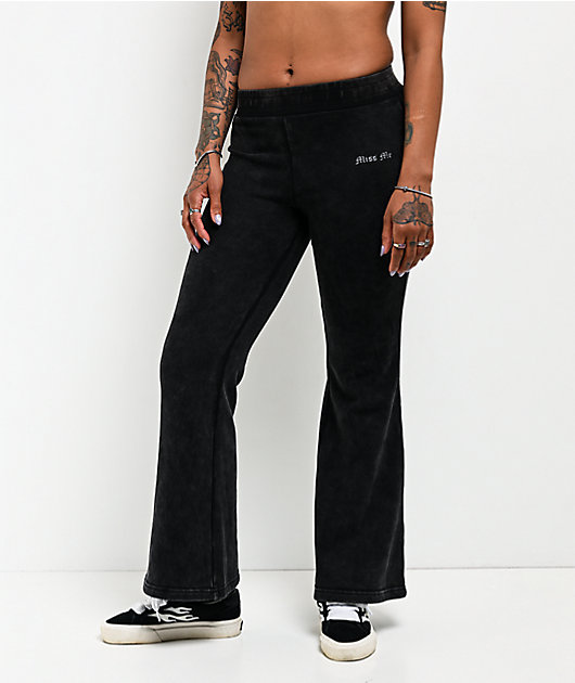Miss Me Washed Black Flare Sweatpants