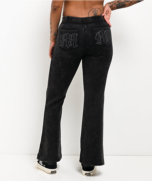 Miss Me Washed Black Flare Sweatpants