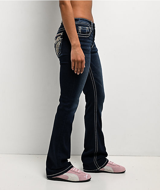 Miss Me Wing Medium Blue Wash Bootcut Jeans | Zumiez
