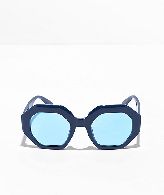 Misty Blue Octagonal Sunglasses