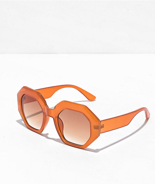 Misty Orange Octagonal Sunglasses | Zumiez