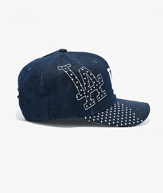 Mitchell & Ness LA Dodgers Run Stitch Navy Denim Snapback Hat