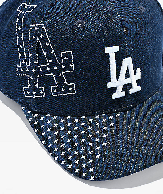 Mitchell & Ness LA Dodgers Run Stitch Navy Denim Snapback Hat