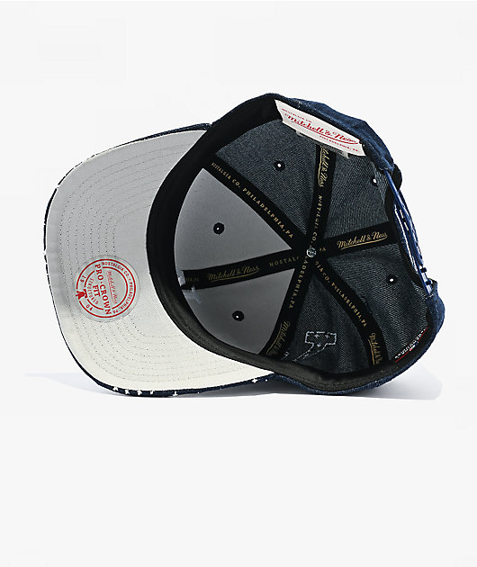 Mitchell & Ness LA Dodgers Run Stitch Navy Denim Snapback Hat