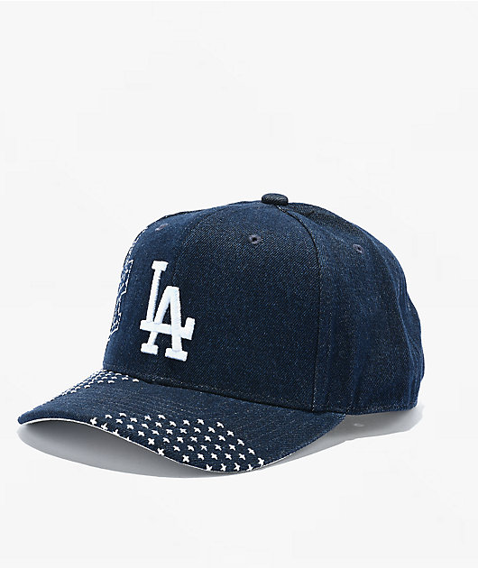 Mitchell & Ness LA Dodgers Run Stitch Navy Denim Snapback Hat
