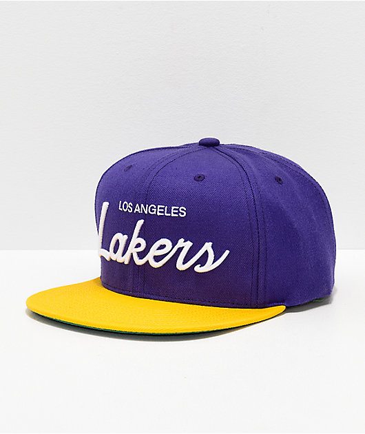 Mitchell and Ness XL Logo 2 Tone LA Lakers Snapback - Purple/Gold - New Star