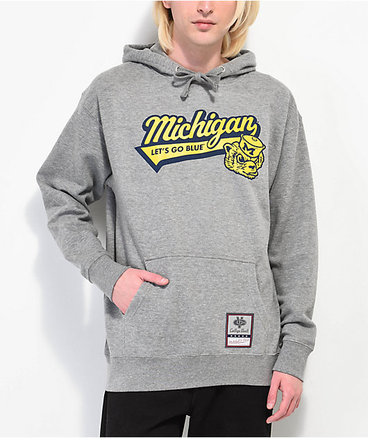 Mitchell Ness Michigan Tail Sweep Grey Hoodie