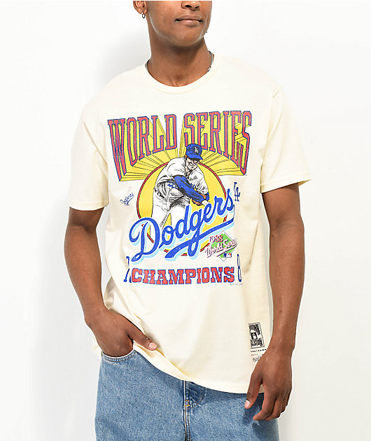 Mitchell Ness x MLB Los Angeles Dodgers World Series Cream T-Shirt