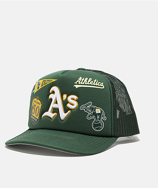Mitchell Ness x MLB Overload Oakland A's Green Trucker Hat Zumiez