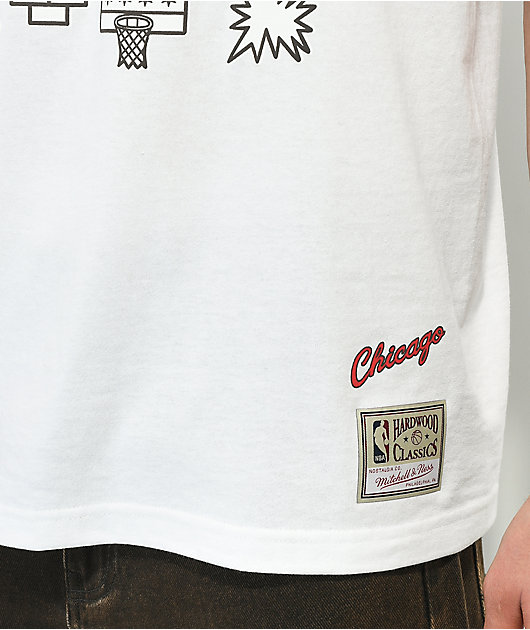 onbetaald piloot lager Mitchell & Ness x NBA Bulls Doodle White T-Shirt