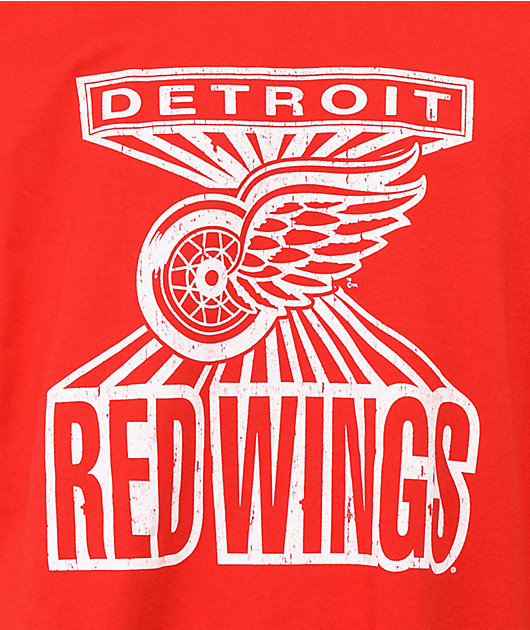 Mitchell & Ness Detroit Wings Distressed Logo T-Shirt - Red - XL Each
