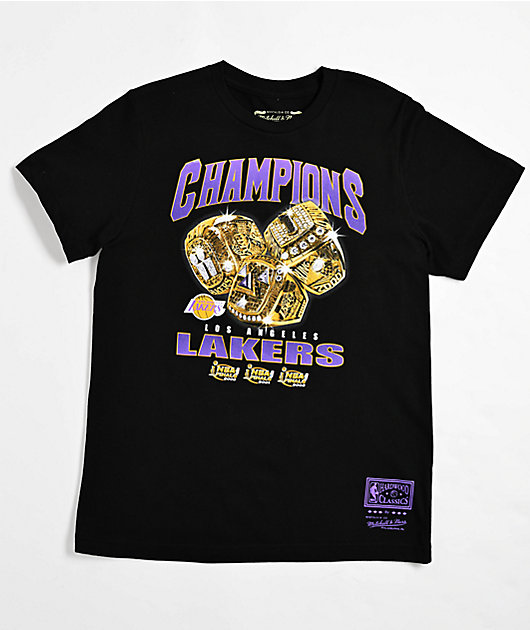 Mitchell & Ness Kids Lakers Rings Black T-Shirt | Zumiez