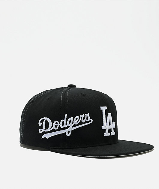 Mitchell & Ness Los Angeles Dodgers Trifecta Black Snapback Hat