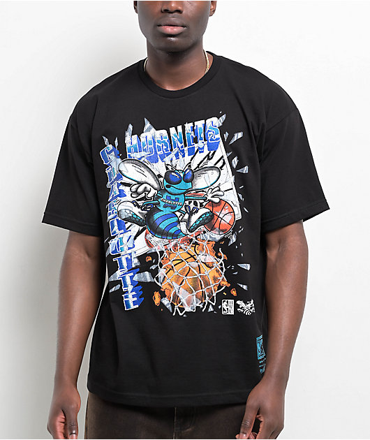 Mitchell & Ness x Charlotte Hornets Shatter Black T-Shirt | Zumiez