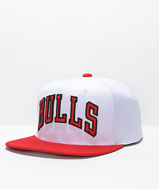 Mitchell Ness x NBA Bulls White Red Snapback Hat Zumiez