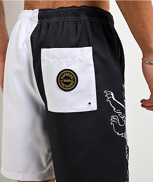 Modelo Lion Black & White Board Shorts