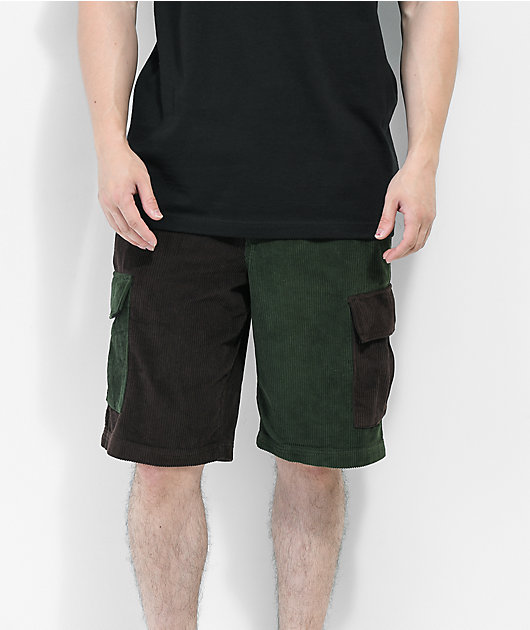 Monet Casper shorts cargo de pana marrón y verde