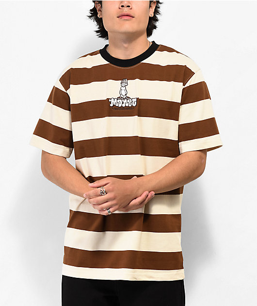 brown and white striped t shirt