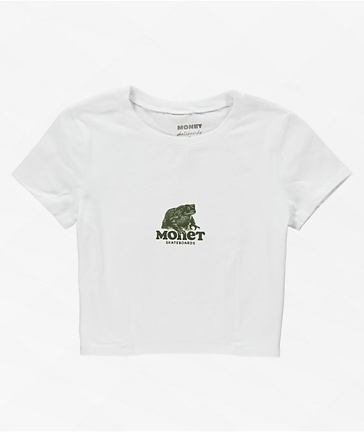 Monet Ribbit White Crop T-Shirt
