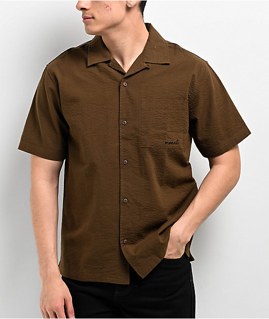 Monet Skateboards Cyrus Seersucker Brown Button Up Shirt | Zumiez