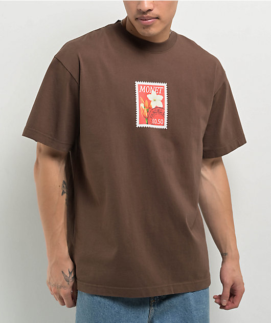 Monet Skateboards Floral Stamp Brown T-Shirt