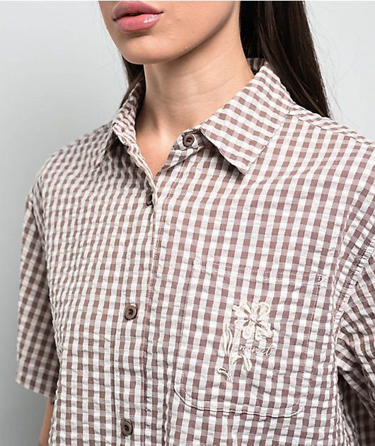 Monet Skateboards Frankie Brown Gingham Short Sleeve Button Up Shirt