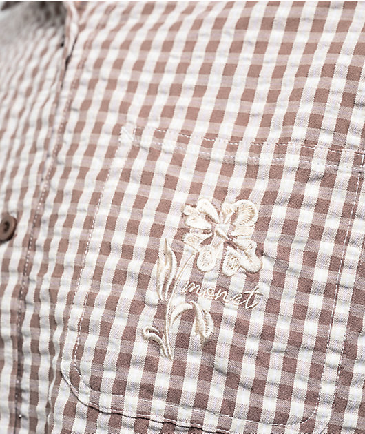 Monet Skateboards Frankie Brown Gingham Short Sleeve Button Up Shirt
