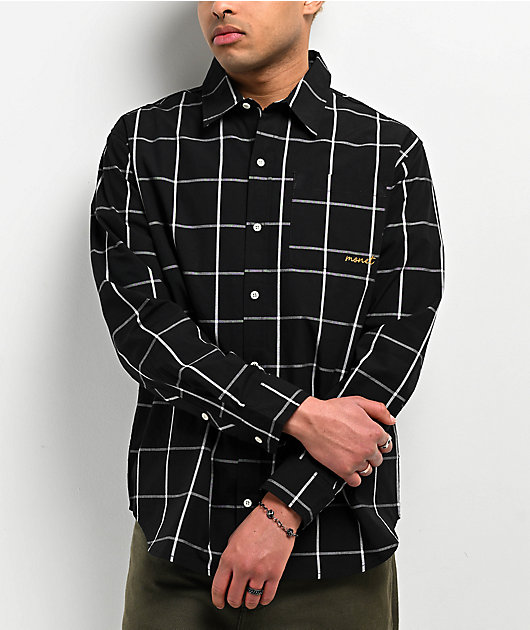 Monet Skateboards Grip Black Long Sleeve Button Up Shirt