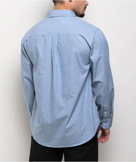 Monet Skateboards Grip Stripe Blue Long Sleeve Button Up Shirt