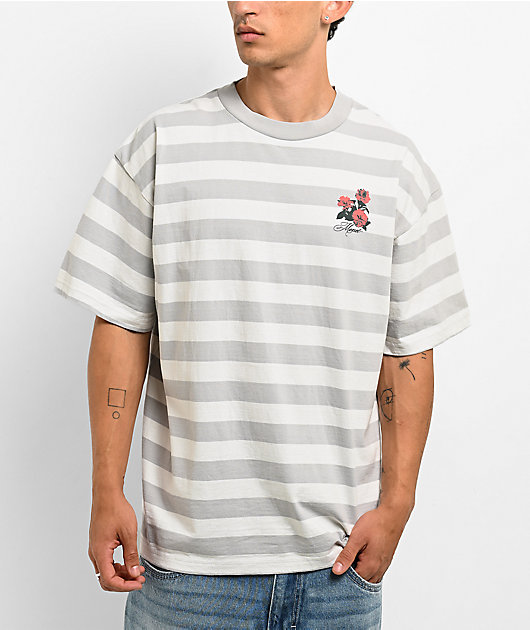 Monet Skateboards Market Stripe Grey & White T-Shirt