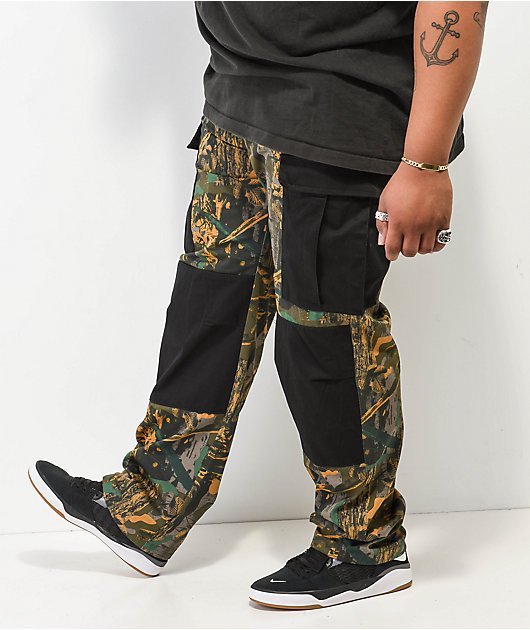 Monet Skateboards Stash Camo & Black Cargo Pants