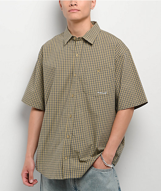 Monet Skateboards Sweeper Tan Plaid Short Sleeve Shirt