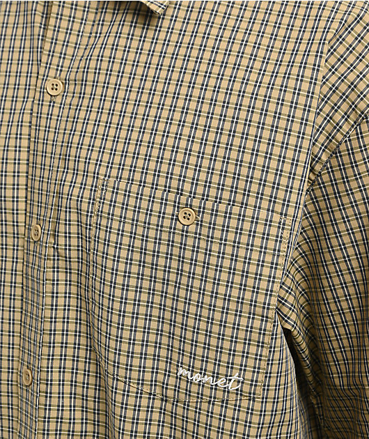 Monet Skateboards Sweeper Tan Plaid Short Sleeve Shirt
