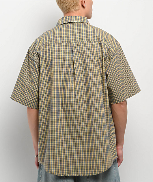 Monet Skateboards Sweeper Tan Plaid Short Sleeve Shirt