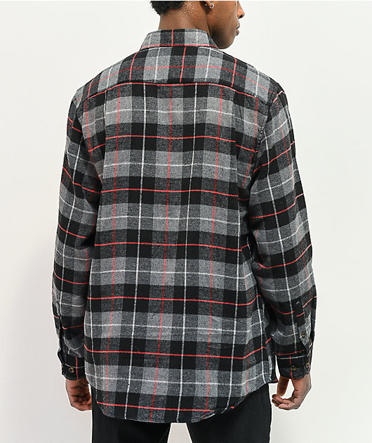Montage Black, Grey & Red Plaid Flannel Shirt