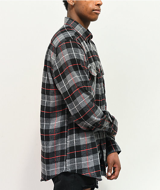 Black and grey plaid shirt mens sales