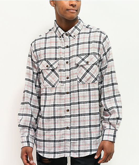 Montage White, Grey Black Plaid Flannel Shirt