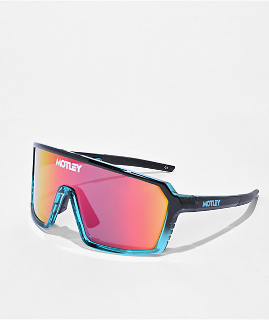 Motley 1984™ Black Aqua Fade & Red Mirror Sunglasses