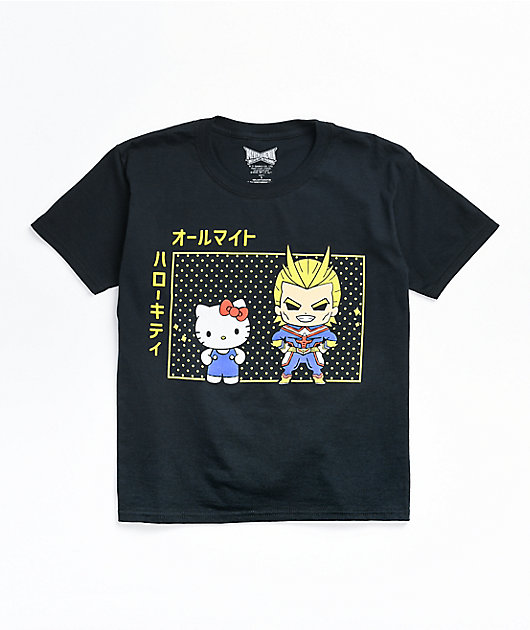 My Hero Academia x Hello Kitty And Friends camiseta negra