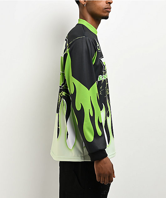 NBA YoungBoy MX Flame Green Long Sleeve Jersey