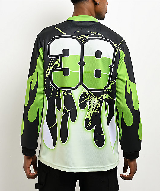 NBA YoungBoy MX Flame Green Long Sleeve Jersey