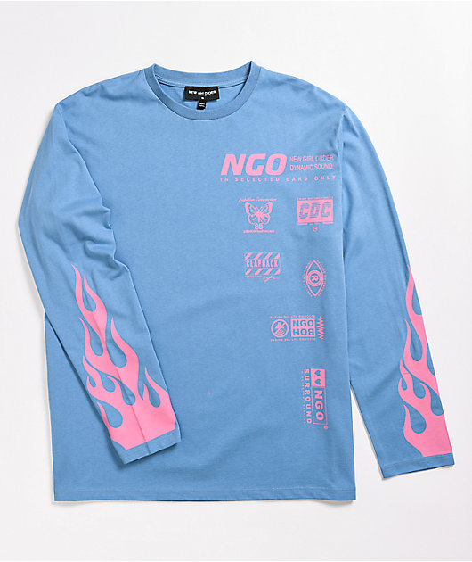 New Girl Order Blue Flame Long Sleeve T Shirt Zumiez