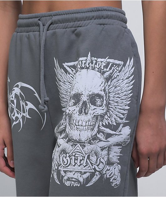 NEW girl ORDER Hardcore For Life Grey Sweat Shorts