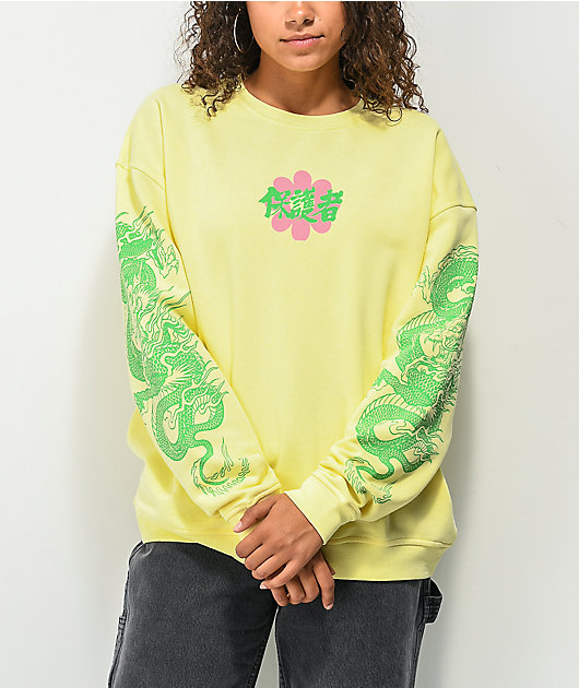 light yellow crew neck sweatshirt