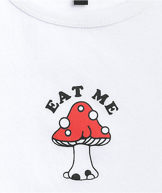 NGOrder Eat Me Mushroom White Crop T-Shirt 