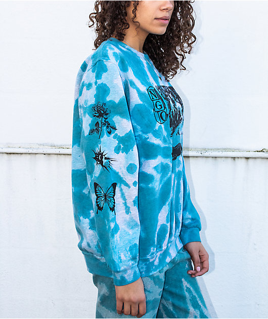NGOrder Etched Blue Tie Dye Crewneck Sweatshirt