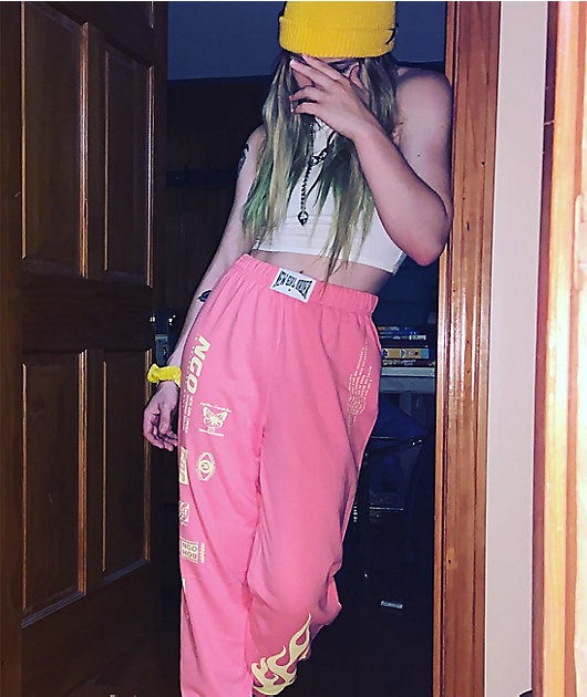 NGOrder Flame Coral Pink & Yellow Jogger Sweatpants