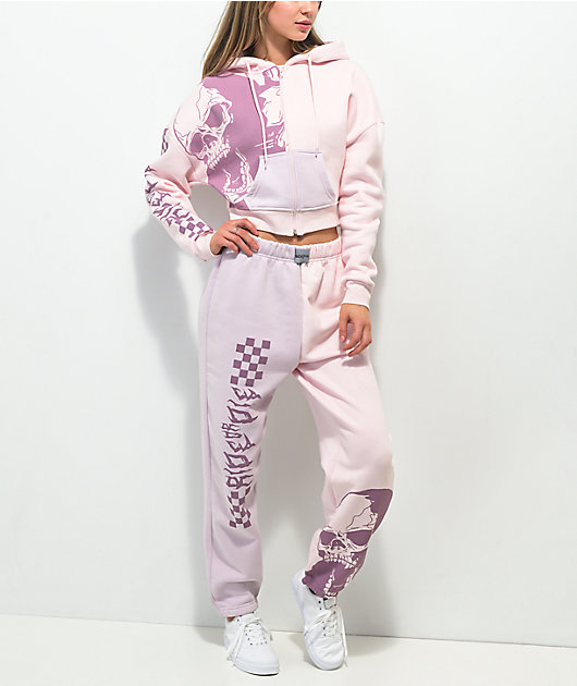 NGOrder Ride Or Die Pink & Purple Crop Zip Hoodie | Zumiez