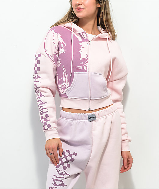 NGOrder Ride Or Die Pink Purple Crop Zip Hoodie Zumiez